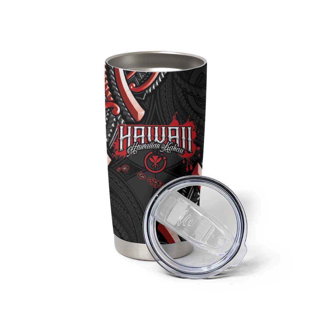 Traditional Art Hawaiian Kakau Tattoos Tumbler Cup Red Color - Polynesian Pride