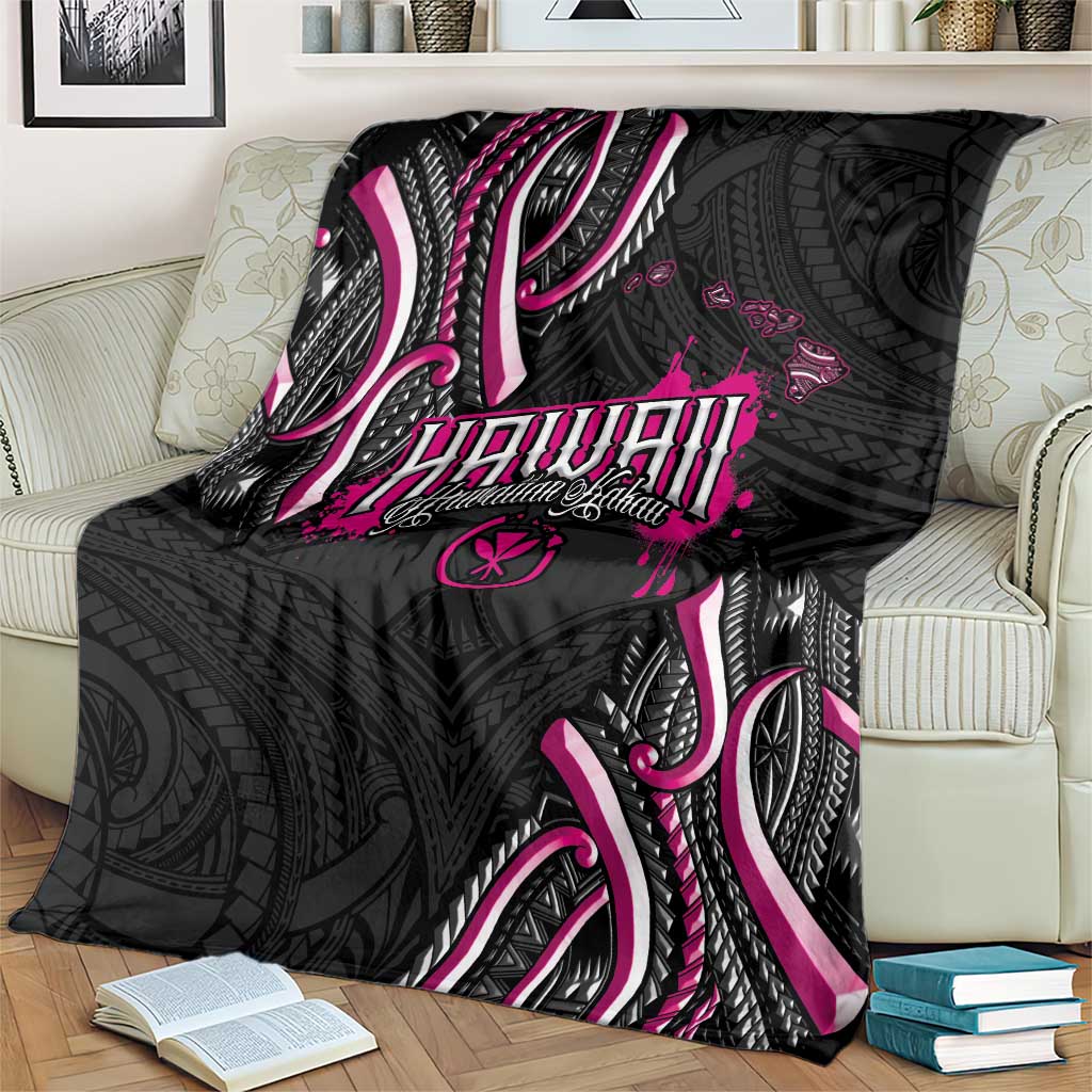 Traditional Art Hawaiian Kakau Tattoos Blanket Pink Color - Polynesian Pride