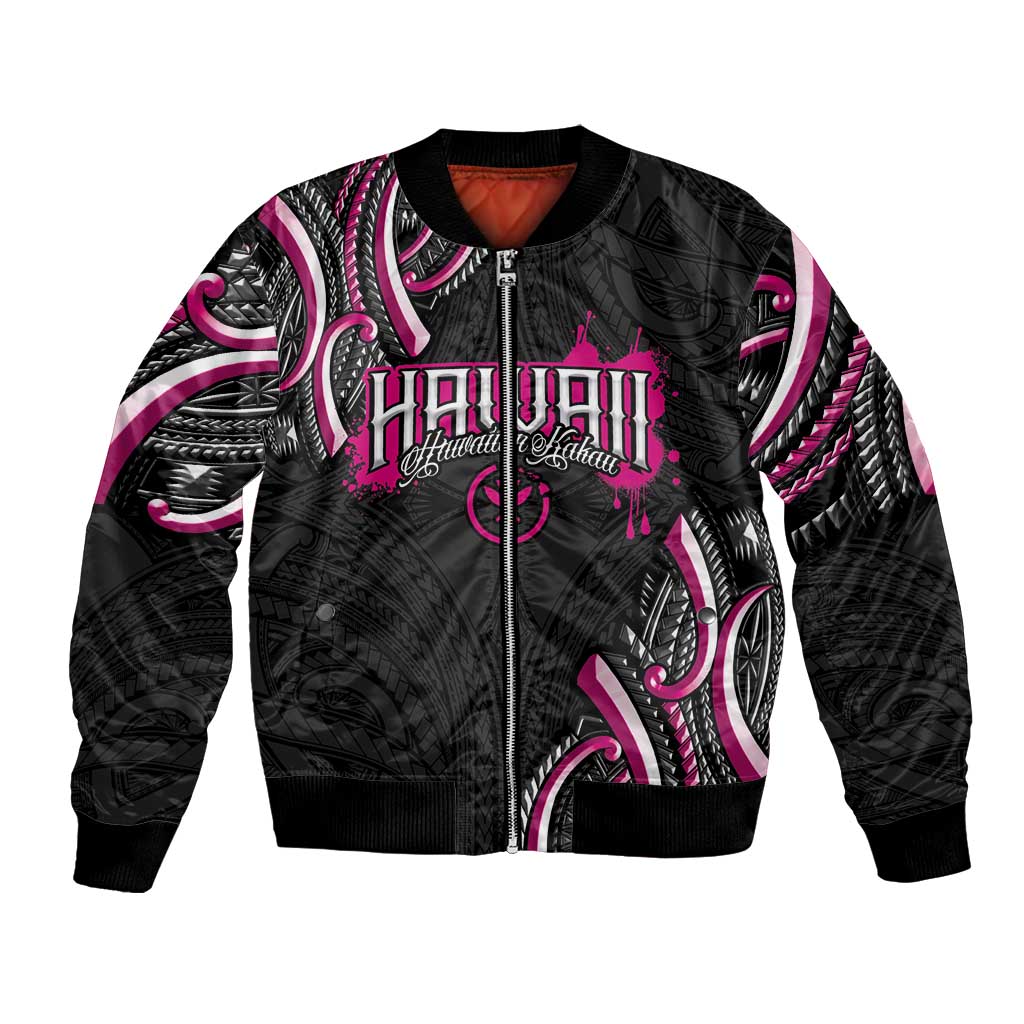 Traditional Art Hawaiian Kakau Tattoos Bomber Jacket Pink Color - Polynesian Pride
