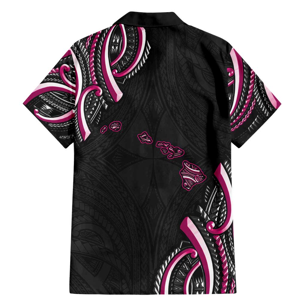 Traditional Art Hawaiian Kakau Tattoos Family Matching Off Shoulder Short Dress and Hawaiian Shirt Pink Color - Polynesian Pride