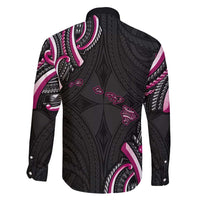 Traditional Art Hawaiian Kakau Tattoos Family Matching Off Shoulder Short Dress and Hawaiian Shirt Pink Color - Polynesian Pride