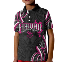 Traditional Art Hawaiian Kakau Tattoos Kid Polo Shirt Pink Color - Polynesian Pride