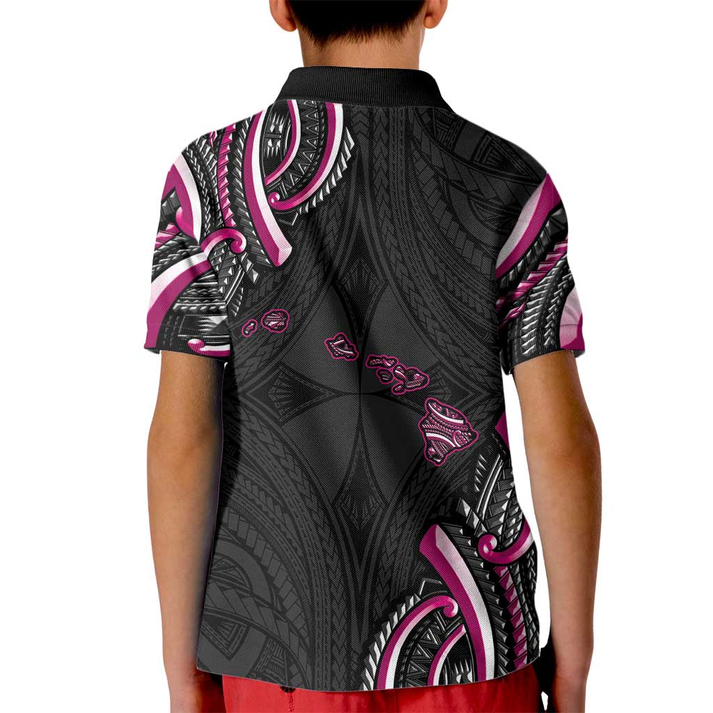 Traditional Art Hawaiian Kakau Tattoos Kid Polo Shirt Pink Color - Polynesian Pride