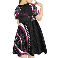Traditional Art Hawaiian Kakau Tattoos Kid Short Sleeve Dress Pink Color LT03 - Polynesian Pride