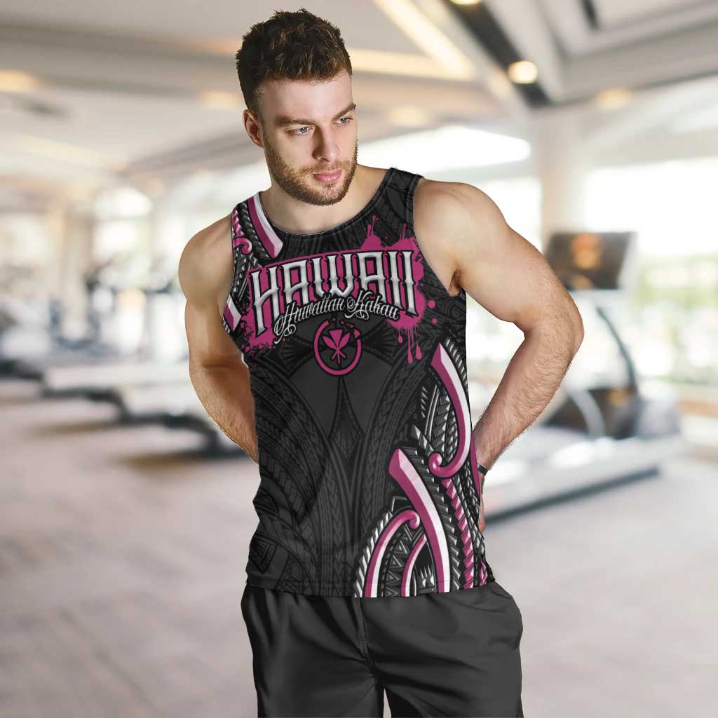 Traditional Art Hawaiian Kakau Tattoos Men Tank Top Pink Color - Polynesian Pride