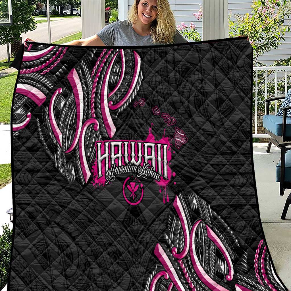 Traditional Art Hawaiian Kakau Tattoos Quilt Pink Color - Polynesian Pride