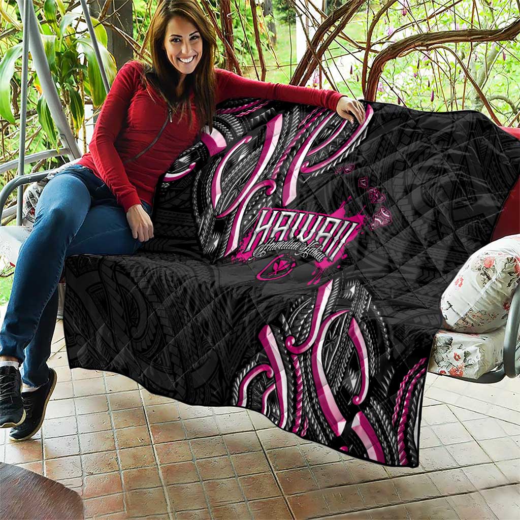 Traditional Art Hawaiian Kakau Tattoos Quilt Pink Color - Polynesian Pride