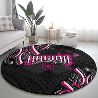 Traditional Art Hawaiian Kakau Tattoos Round Carpet Pink Color - Polynesian Pride