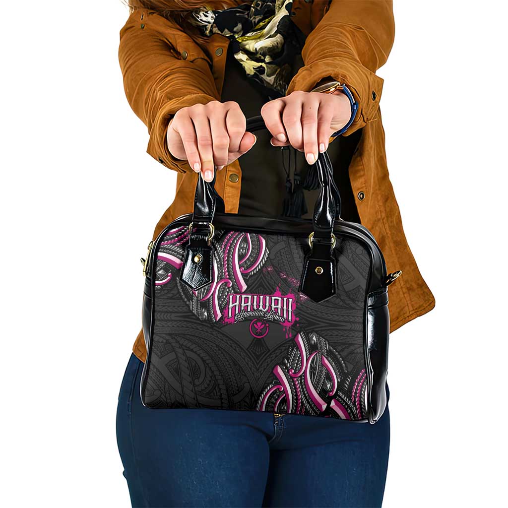 Traditional Art Hawaiian Kakau Tattoos Shoulder Handbag Pink Color - Polynesian Pride
