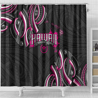 Traditional Art Hawaiian Kakau Tattoos Shower Curtain Pink Color - Polynesian Pride