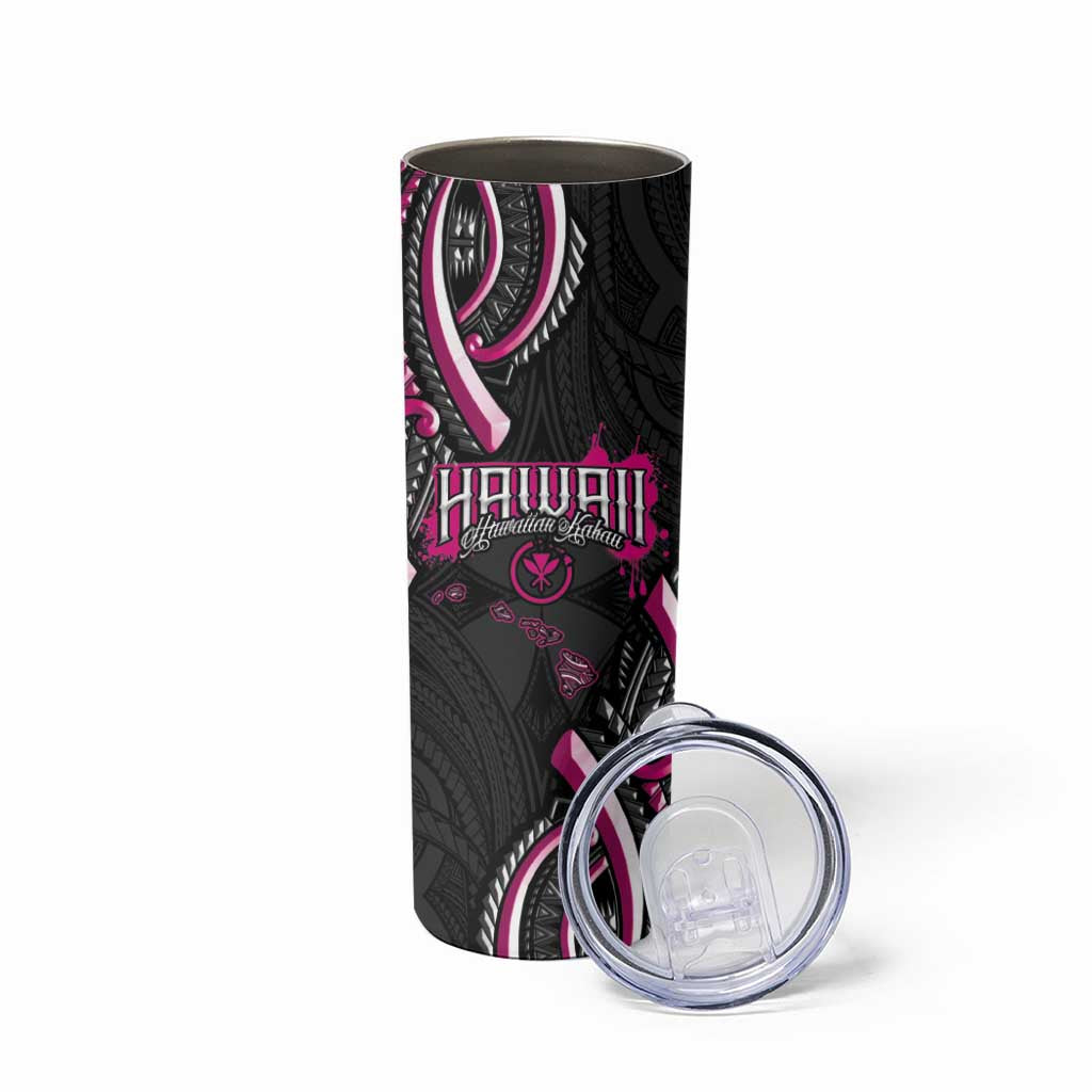 Traditional Art Hawaiian Kakau Tattoos Skinny Tumbler Pink Color - Polynesian Pride