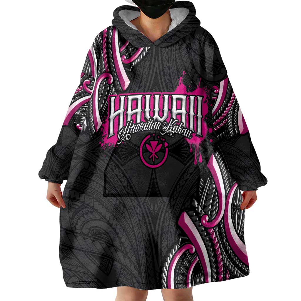 Traditional Art Hawaiian Kakau Tattoos Wearable Blanket Hoodie Pink Color - Polynesian Pride