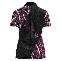 Traditional Art Hawaiian Kakau Tattoos Women Polo Shirt Pink Color - Polynesian Pride