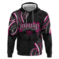 Traditional Art Hawaiian Kakau Tattoos Zip Hoodie Pink Color - Polynesian Pride