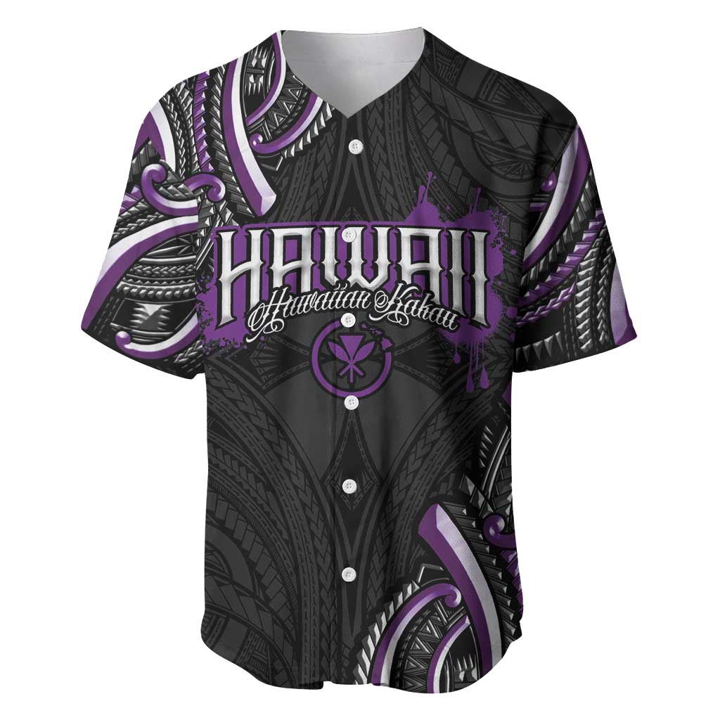 Traditional Art Hawaiian Kakau Tattoos Baseball Jersey Purple Color - Polynesian Pride