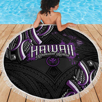 Traditional Art Hawaiian Kakau Tattoos Beach Blanket Purple Color - Polynesian Pride