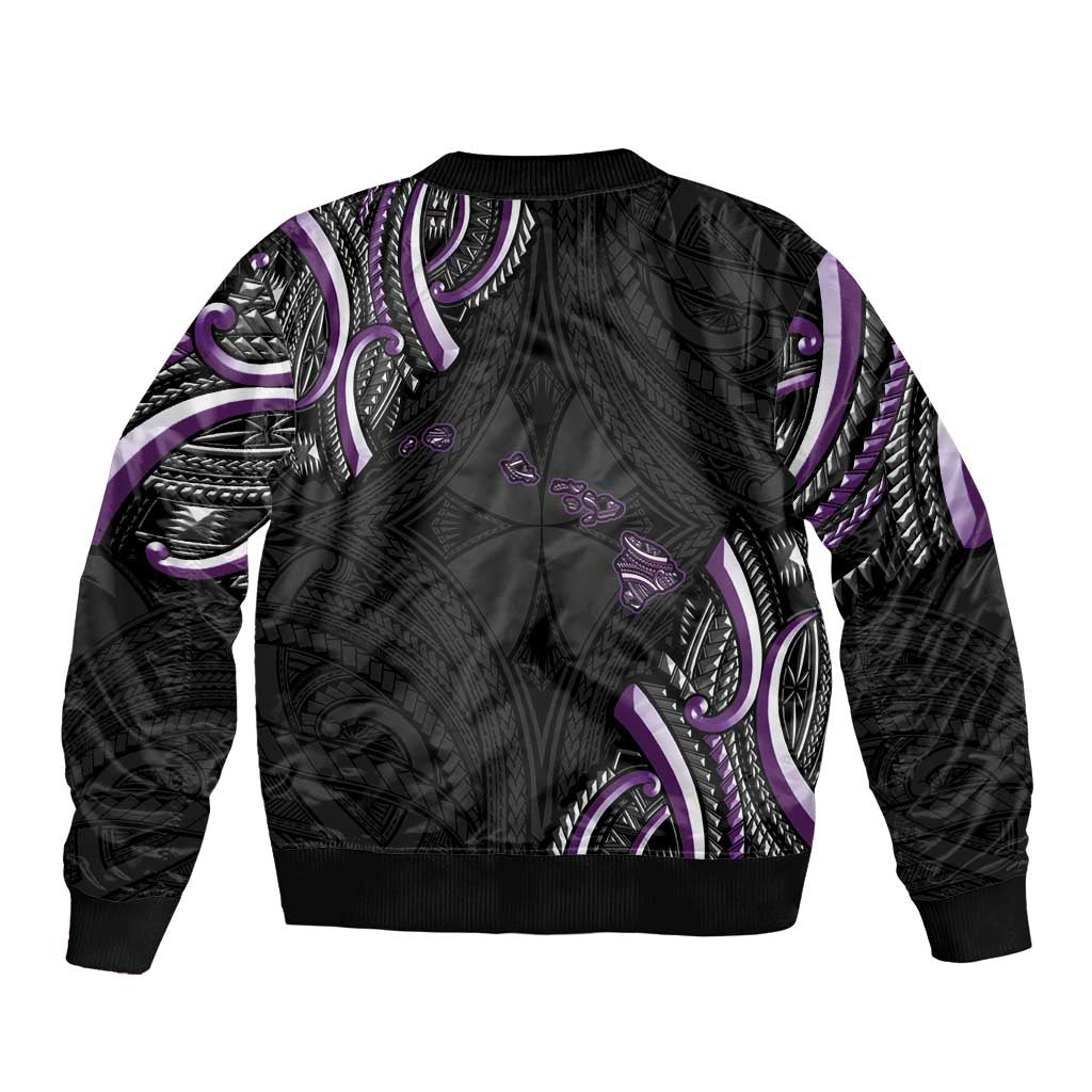 Traditional Art Hawaiian Kakau Tattoos Bomber Jacket Purple Color - Polynesian Pride