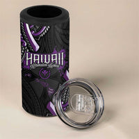 Traditional Art Hawaiian Kakau Tattoos 4 in 1 Can Cooler Tumbler Purple Color - Polynesian Pride