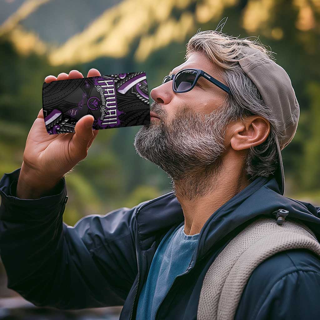 Traditional Art Hawaiian Kakau Tattoos 4 in 1 Can Cooler Tumbler Purple Color - Polynesian Pride