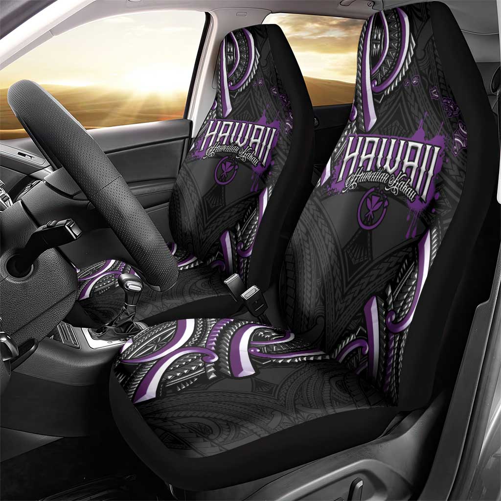 Traditional Art Hawaiian Kakau Tattoos Car Seat Cover Purple Color - Polynesian Pride