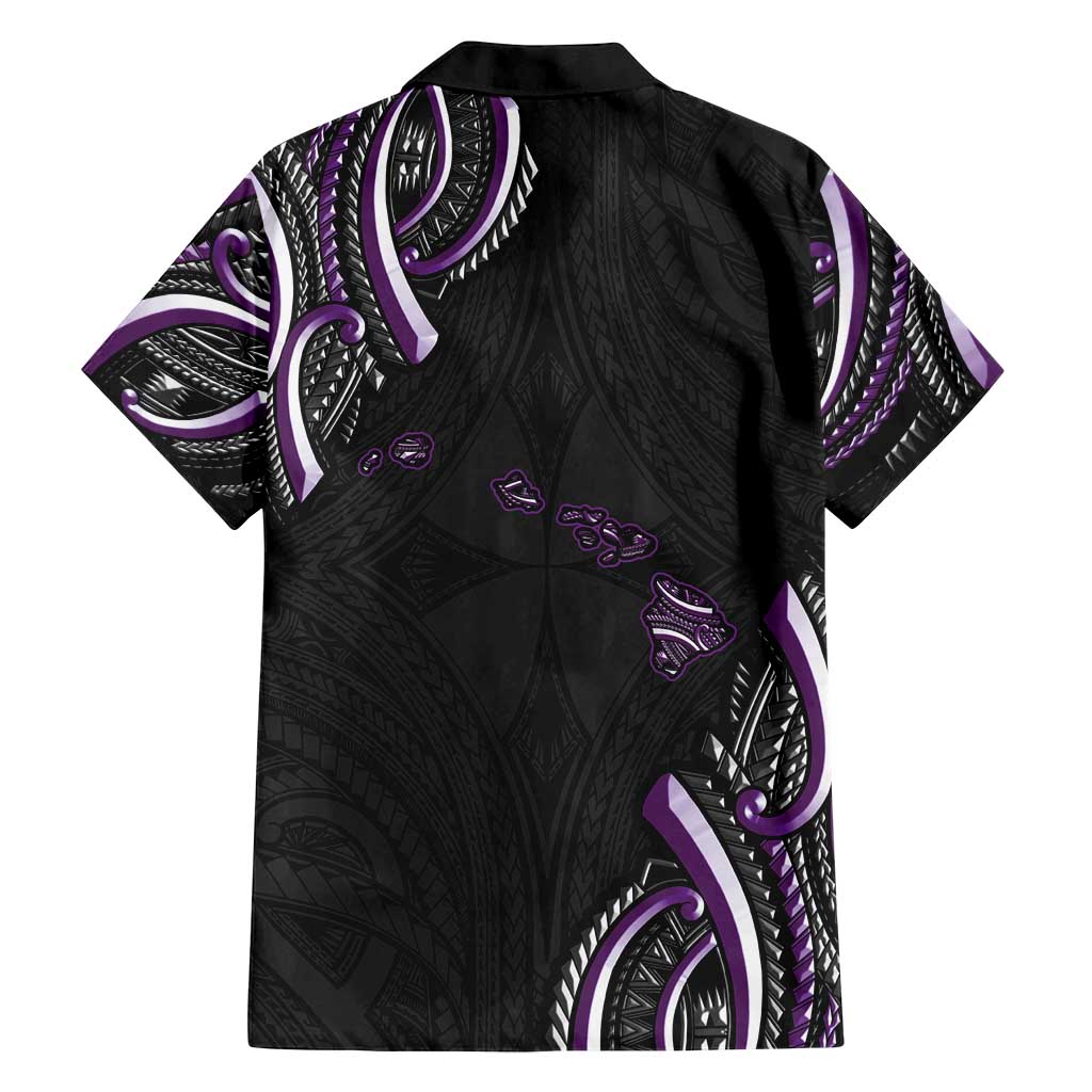 Traditional Art Hawaiian Kakau Tattoos Family Matching Off Shoulder Maxi Dress and Hawaiian Shirt Purple Color - Polynesian Pride