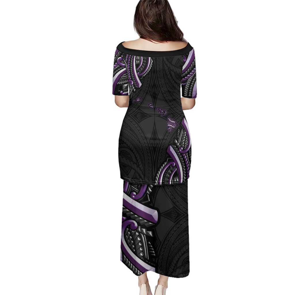 Traditional Art Hawaiian Kakau Tattoos Family Matching Puletasi and Hawaiian Shirt Purple Color - Polynesian Pride