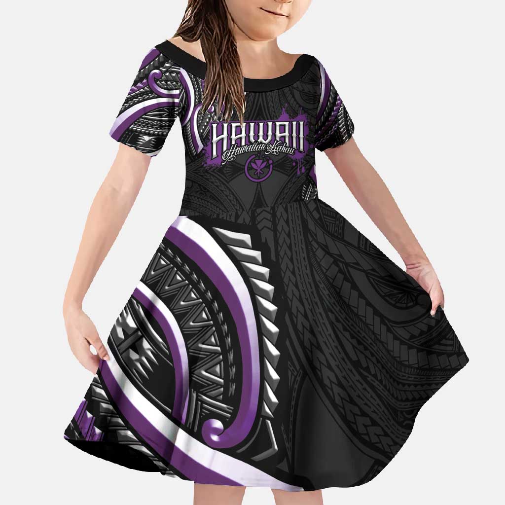 Traditional Art Hawaiian Kakau Tattoos Family Matching Summer Maxi Dress and Hawaiian Shirt Purple Color - Polynesian Pride
