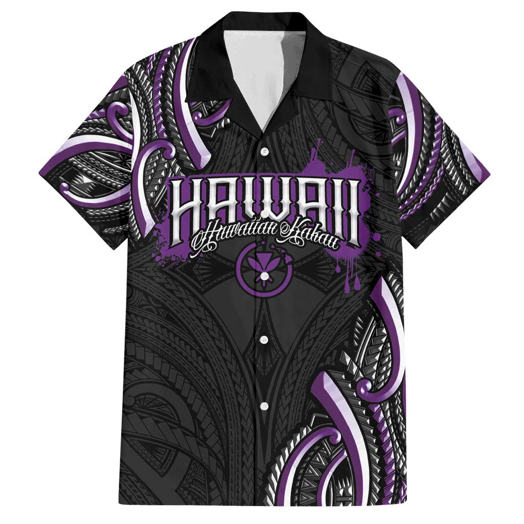 Traditional Art Hawaiian Kakau Tattoos Family Matching Summer Maxi Dress and Hawaiian Shirt Purple Color - Polynesian Pride