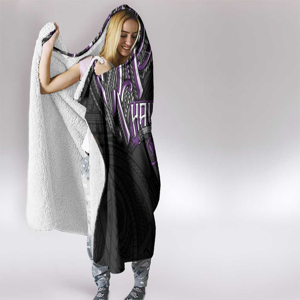 Traditional Art Hawaiian Kakau Tattoos Hooded Blanket Purple Color - Polynesian Pride