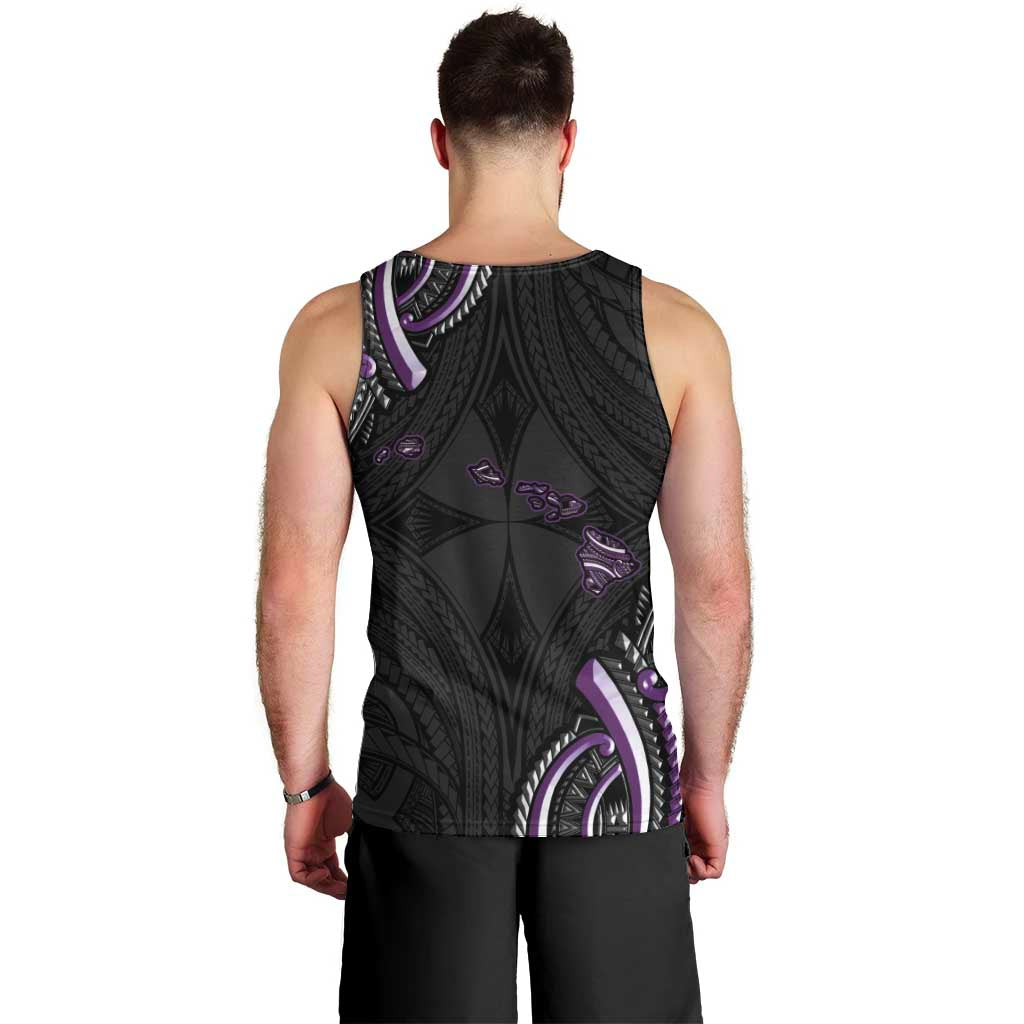 Traditional Art Hawaiian Kakau Tattoos Men Tank Top Purple Color - Polynesian Pride