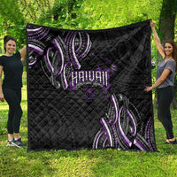 Traditional Art Hawaiian Kakau Tattoos Quilt Purple Color - Polynesian Pride
