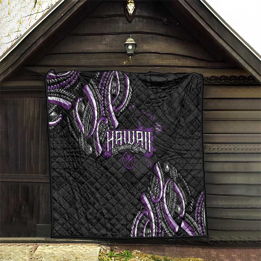 Traditional Art Hawaiian Kakau Tattoos Quilt Purple Color - Polynesian Pride