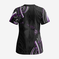 Traditional Art Hawaiian Kakau Tattoos Scrub Top Purple Color - Polynesian Pride