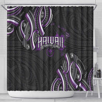 Traditional Art Hawaiian Kakau Tattoos Shower Curtain Purple Color - Polynesian Pride