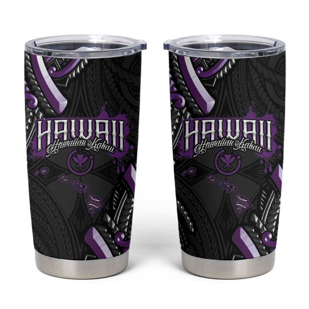 Traditional Art Hawaiian Kakau Tattoos Tumbler Cup Purple Color - Polynesian Pride