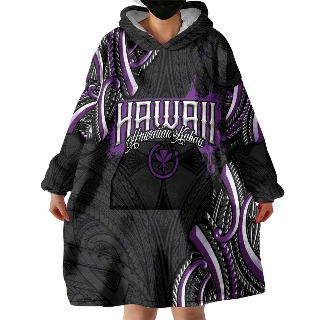 Traditional Art Hawaiian Kakau Tattoos Wearable Blanket Hoodie Purple Color - Polynesian Pride