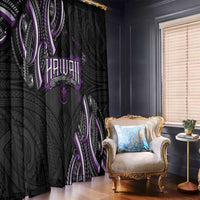 Traditional Art Hawaiian Kakau Tattoos Window Curtain Purple Color - Polynesian Pride