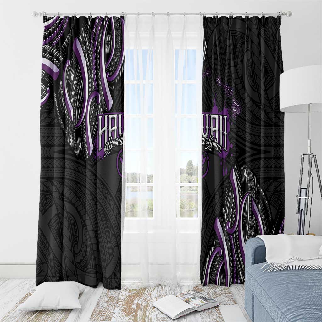 Traditional Art Hawaiian Kakau Tattoos Window Curtain Purple Color - Polynesian Pride