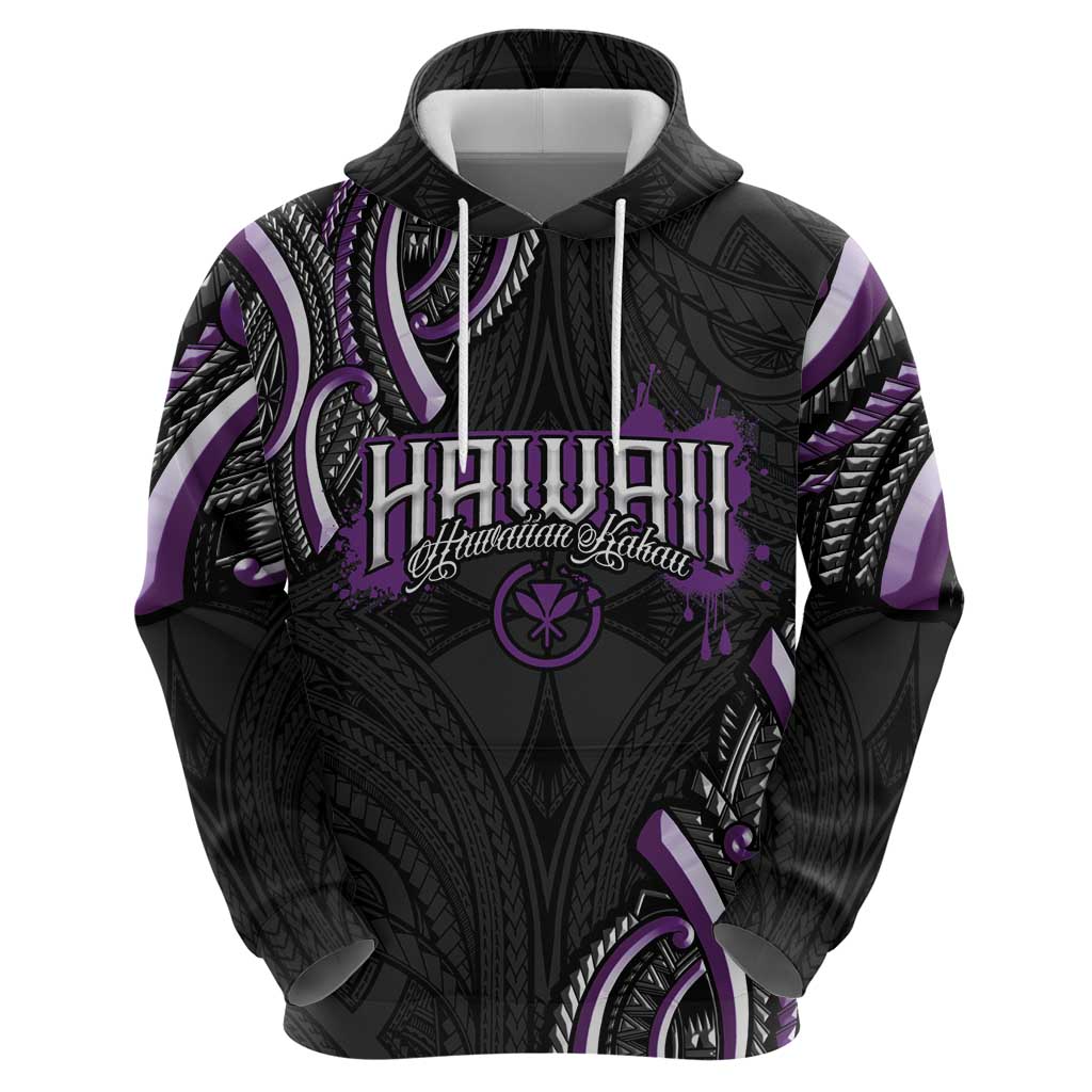Traditional Art Hawaiian Kakau Tattoos Zip Hoodie Purple Color - Polynesian Pride
