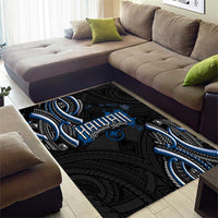 Traditional Art Hawaiian Kakau Tattoos Area Rug Blue Color - Polynesian Pride