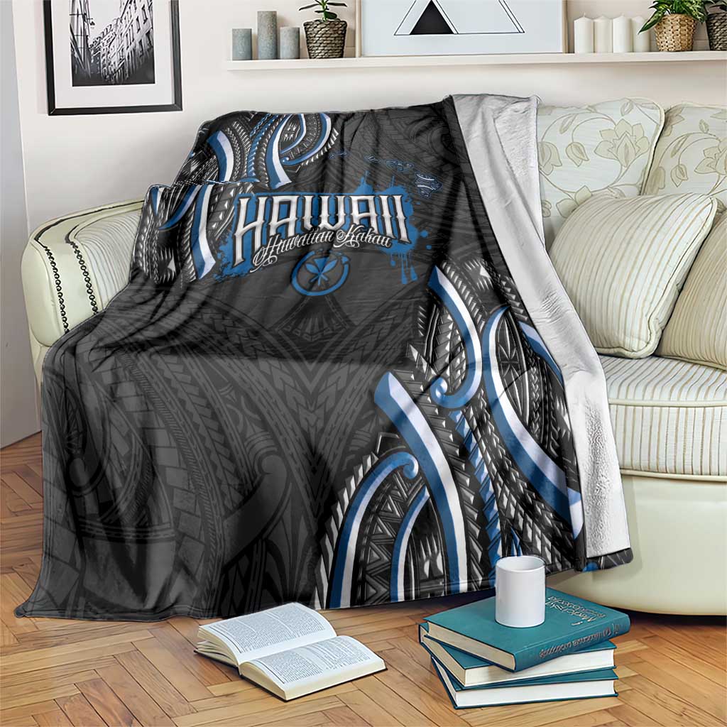 Traditional Art Hawaiian Kakau Tattoos Blanket Blue Color - Polynesian Pride
