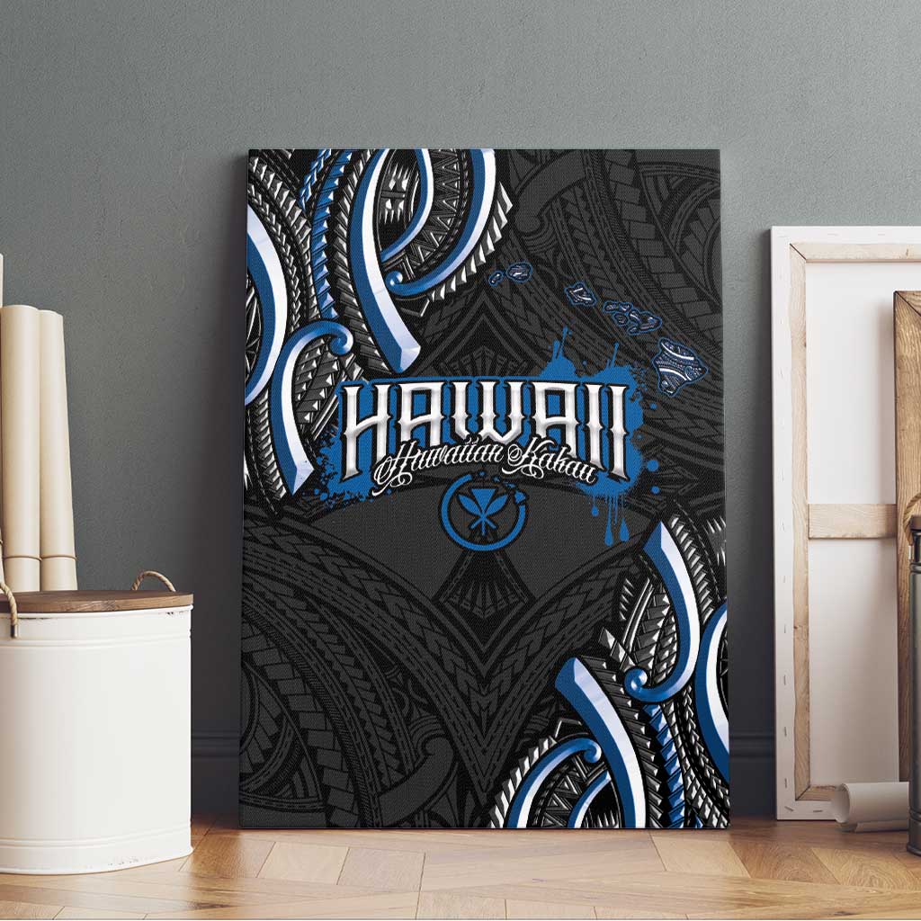 Traditional Art Hawaiian Kakau Tattoos Canvas Wall Art Blue Color - Polynesian Pride