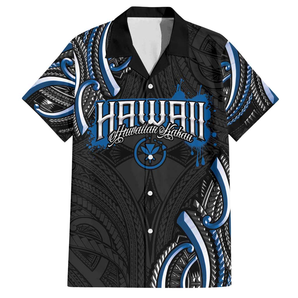 Traditional Art Hawaiian Kakau Tattoos Family Matching Summer Maxi Dress and Hawaiian Shirt Blue Color - Polynesian Pride