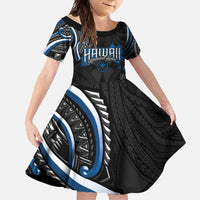 Traditional Art Hawaiian Kakau Tattoos Family Matching Tank Maxi Dress and Hawaiian Shirt Blue Color - Polynesian Pride