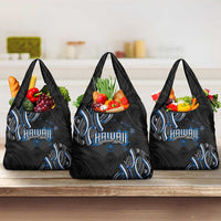 Traditional Art Hawaiian Kakau Tattoos Grocery Bag Blue Color - Polynesian Pride