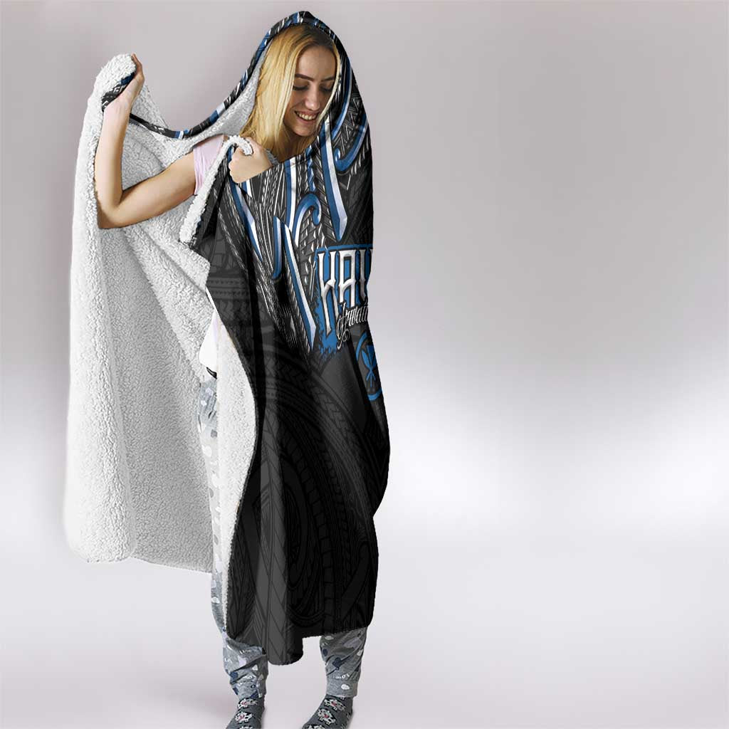 Traditional Art Hawaiian Kakau Tattoos Hooded Blanket Blue Color - Polynesian Pride