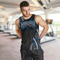 Traditional Art Hawaiian Kakau Tattoos Men Tank Top Blue Color - Polynesian Pride