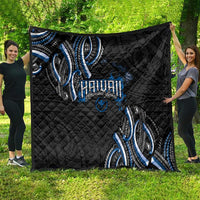 Traditional Art Hawaiian Kakau Tattoos Quilt Blue Color - Polynesian Pride