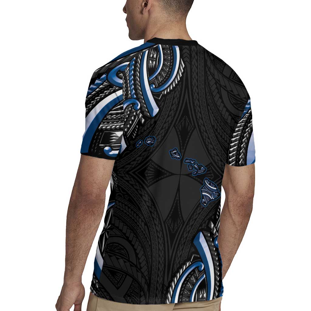 Traditional Art Hawaiian Kakau Tattoos Rugby Jersey Blue Color - Polynesian Pride