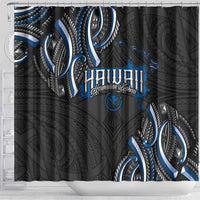 Traditional Art Hawaiian Kakau Tattoos Shower Curtain Blue Color - Polynesian Pride